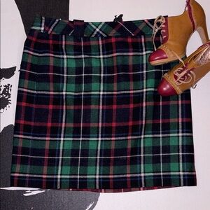 Talbots Green and Red Plaid Mini Skirt